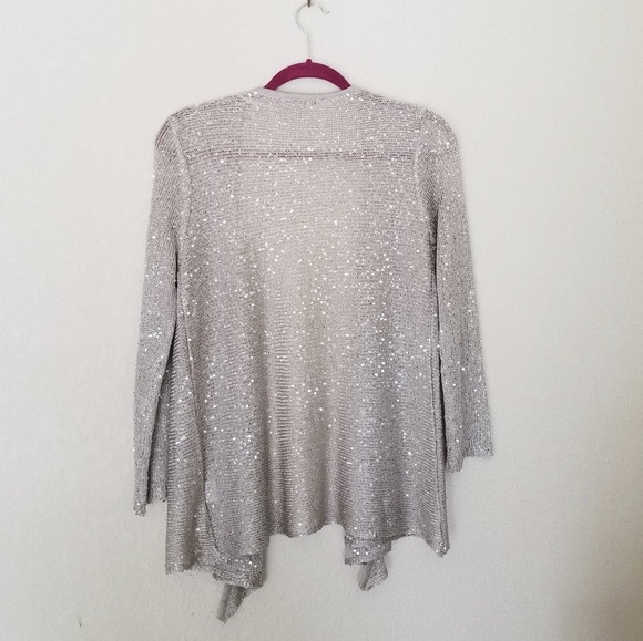 🛍 BELLDINI Silver Sparkly Drape Cardigan - Picture 2 of 8